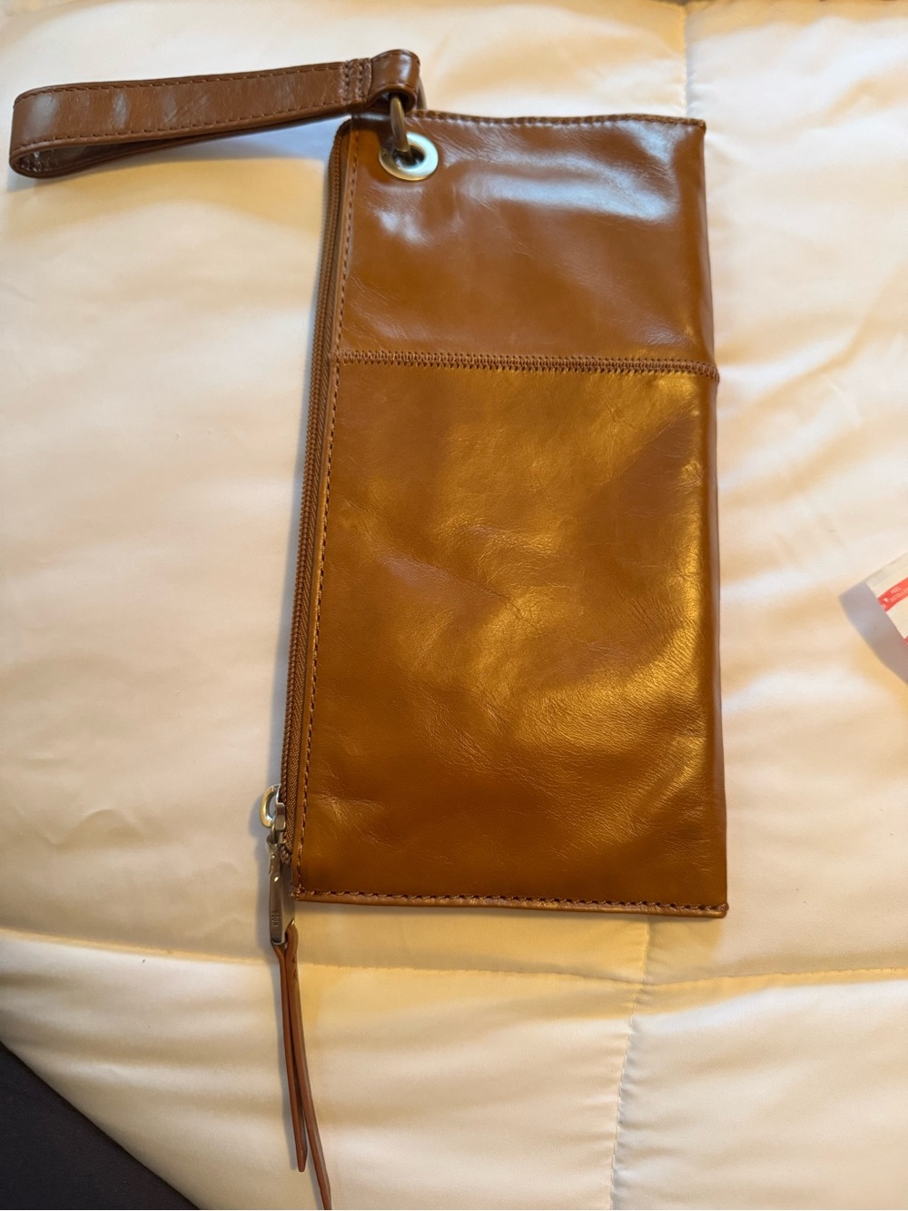 HOBO Tan Leather Wristlet Clutch (Truffle Color)